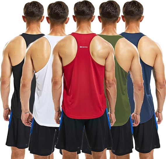 3 5 Pack Running Muscle Tank Top for Men Dry-suit Workout Sleeveless Tops Breathable Y-Back Shirts Training Bodybuilding Vests