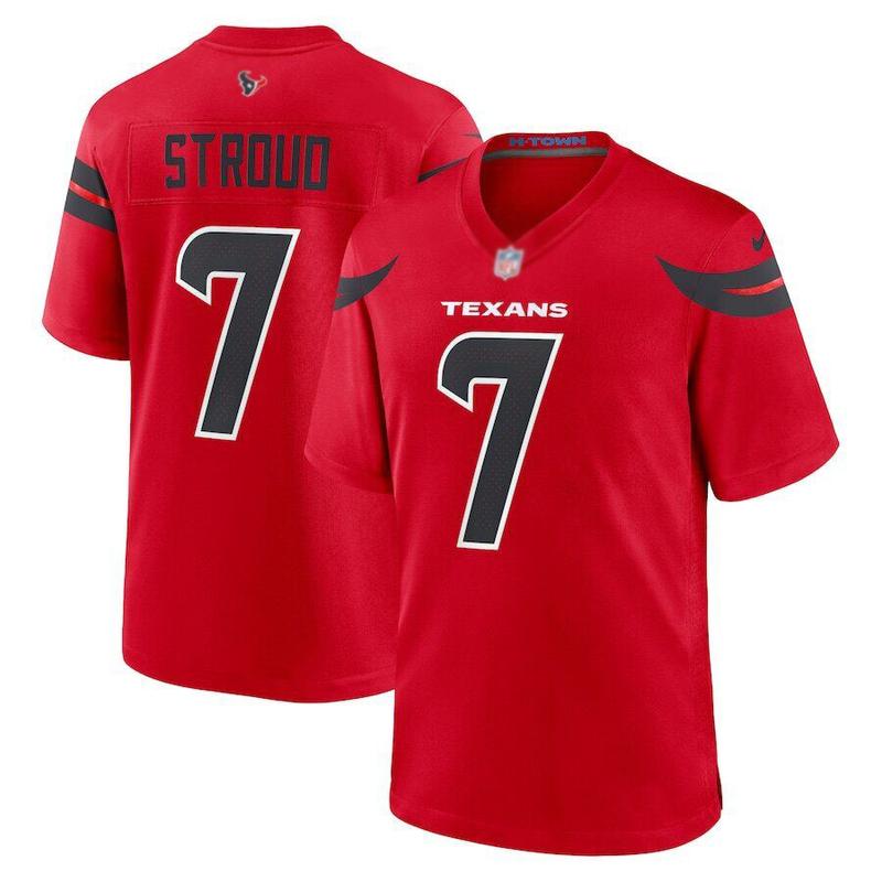 H0uston Te_xans C.J. Str0ud #7 Men's Red 2024 Game Jersey