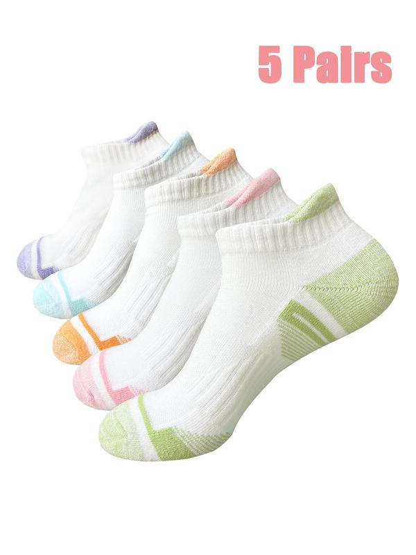 Women's Colorblock Sports Socks, Sporty Non-slip Comfortable Breathable Ankle Socks for Running Jogging, Women's Socks for All Seasons