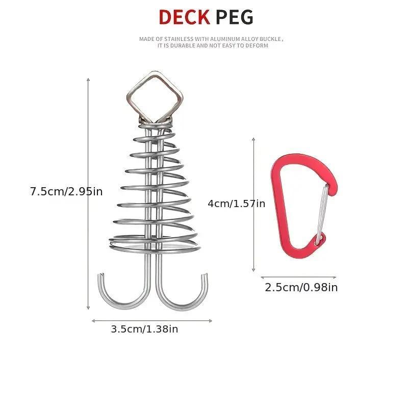 Outdoor Extended Stainless Steel Ground Nails (5pcs set), Durable Deck Peg, Ideal for Plank Deck Boards, Rope Buckles & Camping Tents