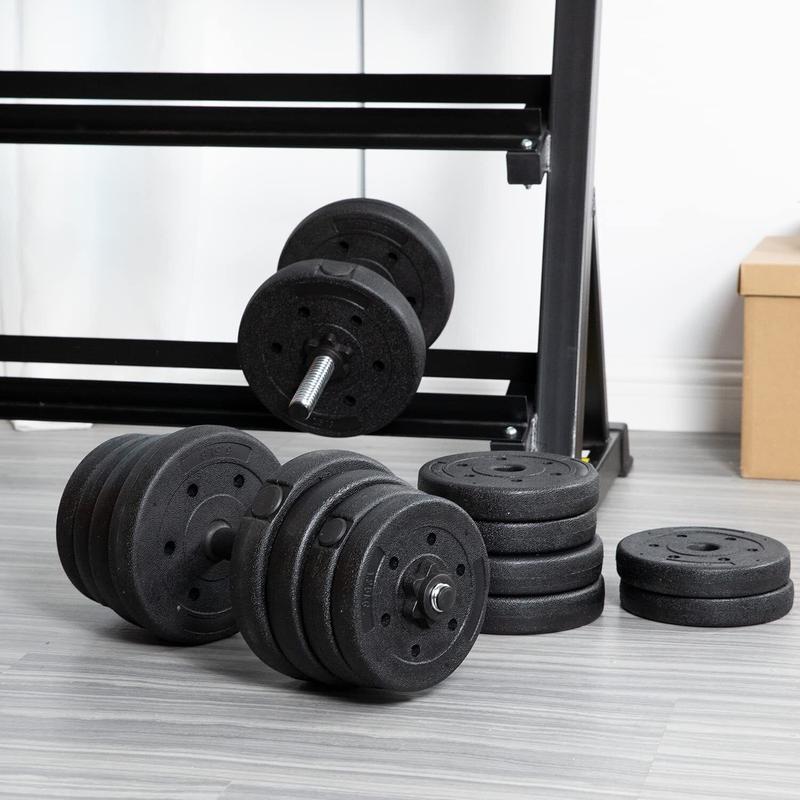 Set of 2 Adjustable 66 LB Weight Dumbbell Set Cap Gym Home Body Fitness Barbell Plates, Body Workout