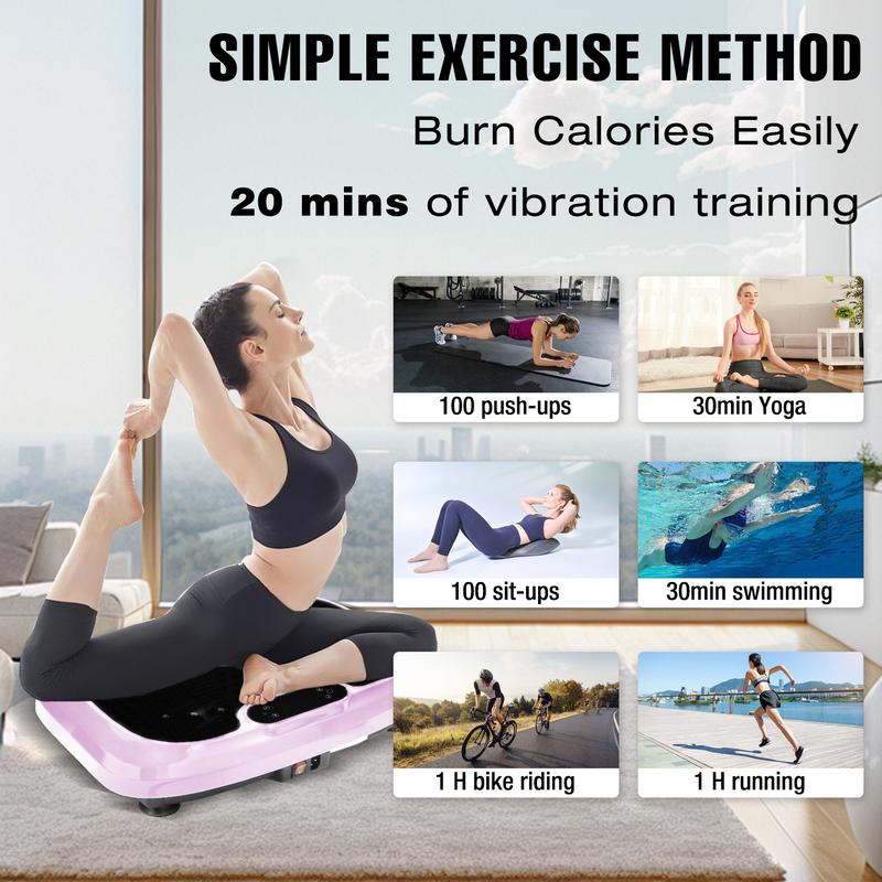 PHAGATT Vibration Plate Exercise Machine, 120 Level Vibration Adjustment, 2 Fitness Resistance Bands, Body Relaxation