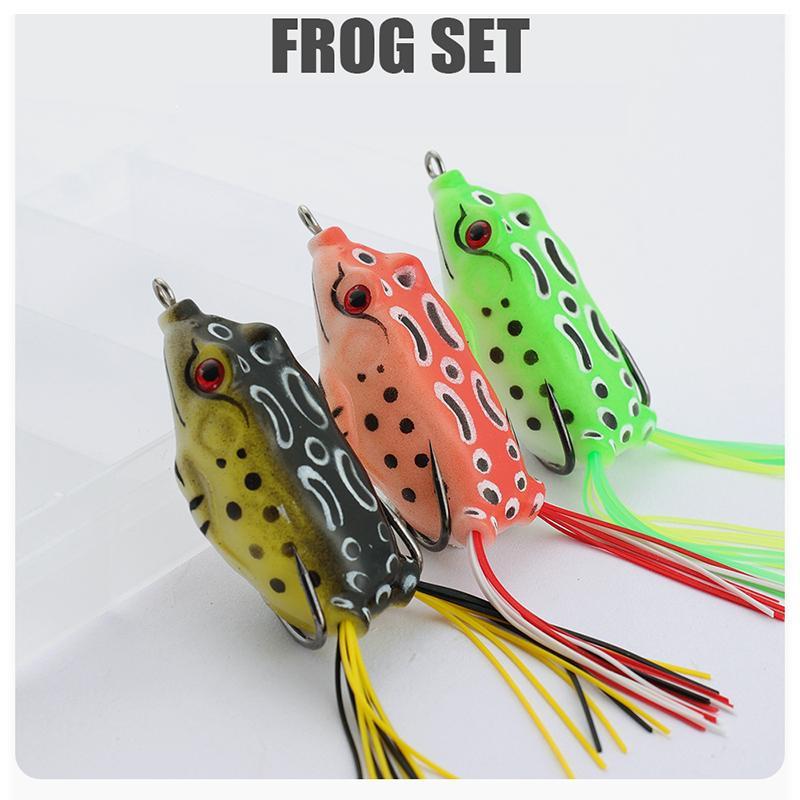 Bionic Frog Shaped Fishing Lure Kit, Realistic Frog Lures with Weedless Hooks, Fishing Accessories for Outdoor Fishing