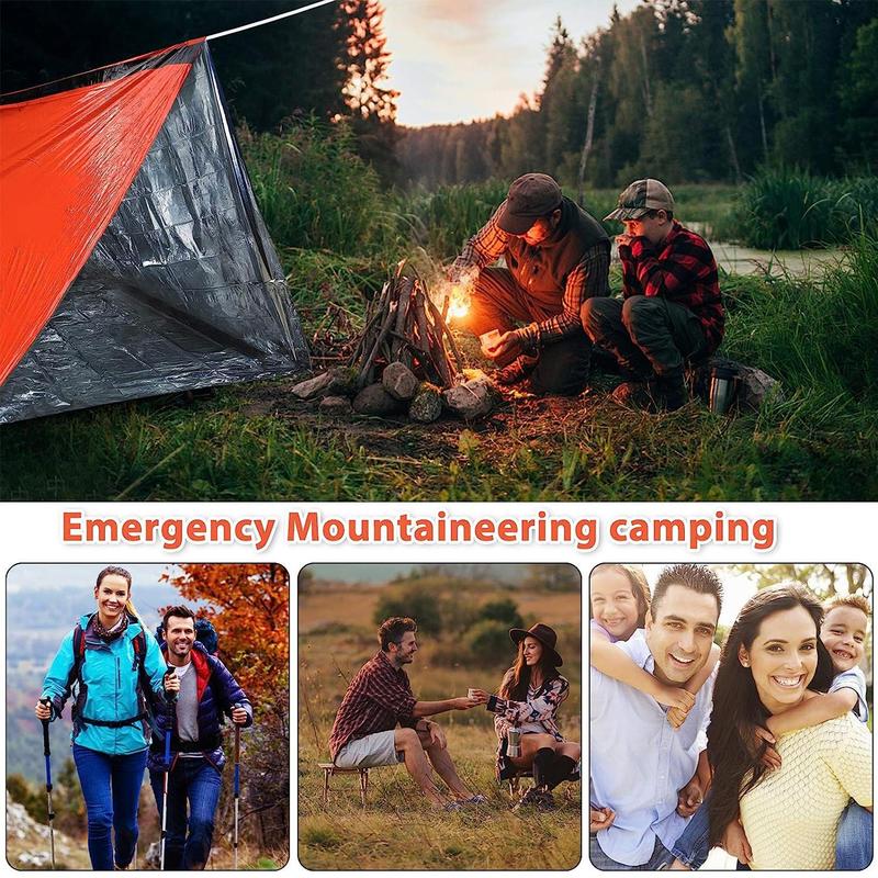 Waterproof Windproof Foldable Thermal Tent, Triangular Design Emergency Warm Tent, Lightweight Film Living Tent for Outdoor Hiking, Camping Accessories, Camping & Hiking Equipment, Music Festival Accessories, Christmas Gift