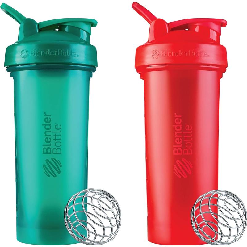 Blenderbottle Classic V2 Shaker Bottle Perfect for Protein Shakes and Pre Workout, 28-Ounce (2 Pack), Red, Green BlenderBottle