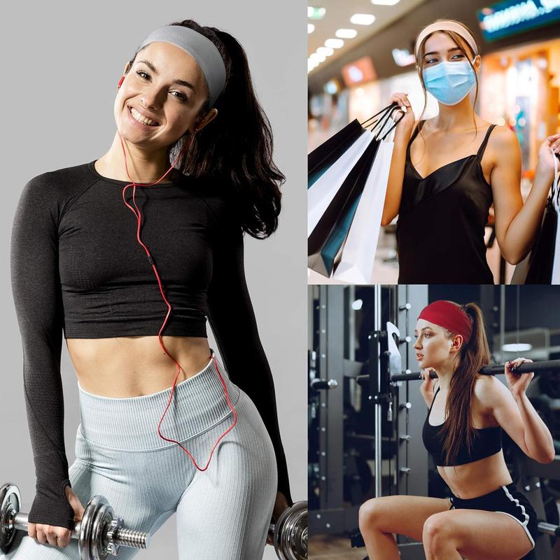 3pcs Solid Color Sports Headband, Sweat Absorbing Elastic Hair Band for Running Yoga Exercise Fitness, Gym Accessories