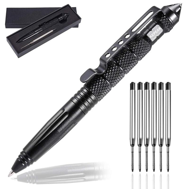 Military Tactical Pen, Professional Self Defense Pen, Emergency Glass Breaker Pen - Tungsten Steel, Writing Tool with 6 Refill tactical  defense