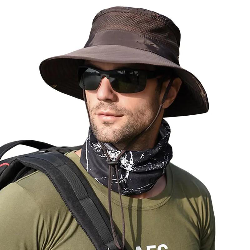 Men Fishing Sun Boonie Hat Wide Brim Outdoor Summer UV Protection Sun Hat