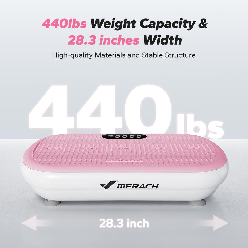 MERACH 440lbs Weight Capacity High Power Vibration Plate Bluetooth Remote Control Vibration Machine 4 Workout Modes  Exercise Machine