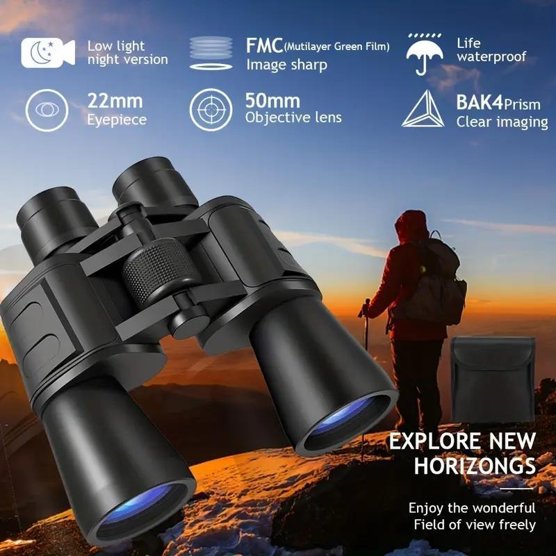 20x50 Zoom Binoculars, 1 Count Night Vision Long Range Telescope Binoculars For Outdoor Bird Watching, Solocamping, Bikepacking, Glamping