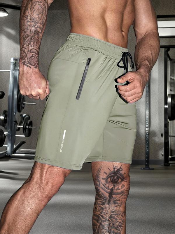 Men's Letter Print Drawstring Waist Shorts, 2 Counts Casual Elastic Waist Pocket Track Shorts for Summer, Breathable Men's Bottoms for Gym Workout Running