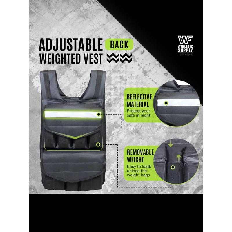 40 LB Adjustable Weighted Vest for Strength Training, Workout and Running, Body Weight Vest for Men and Women, Weighted Jacket, Removable Weight Included, Regular Length