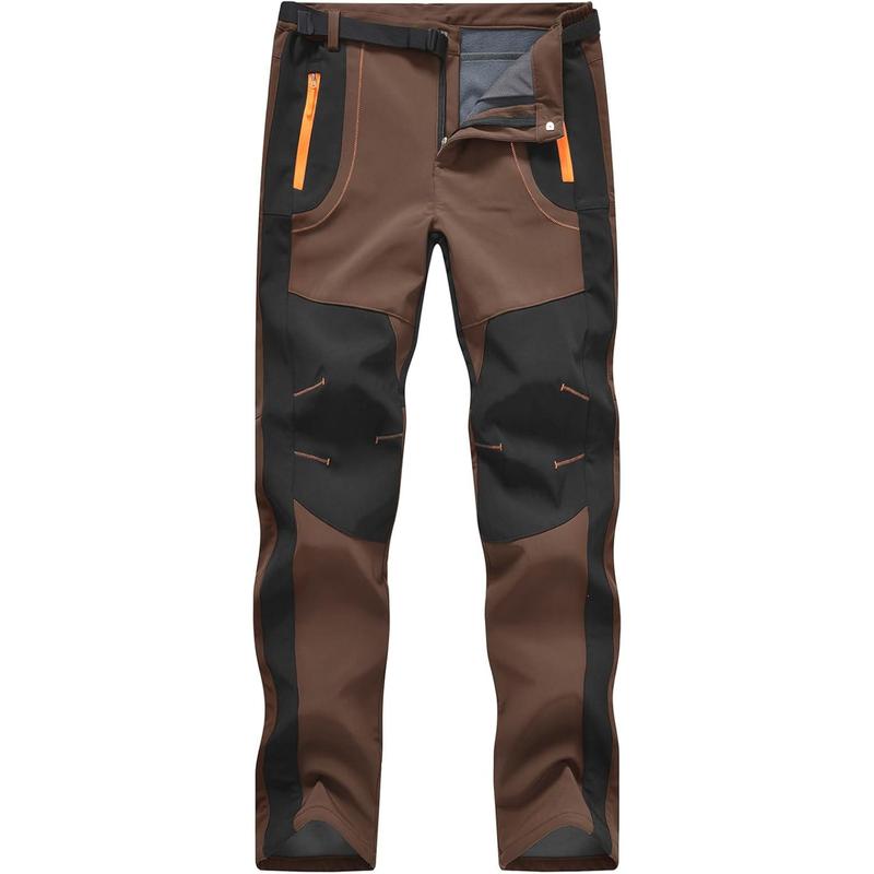 Men's Snow Ski Pants Waterproof Insulated Winter Outdoor Snowboard Hiking Fleece Pants with Belt