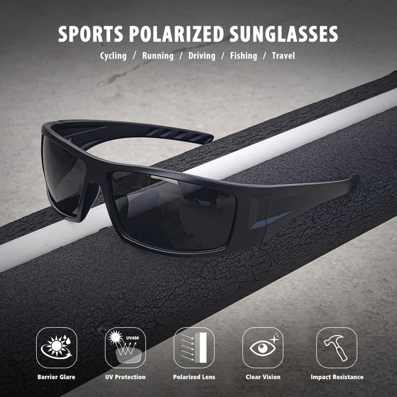 Polarized Sports Sunglasses for Men Women Unbreakable Frame Cycling Fishing Wrap Around Sunglasses UV400 Protection