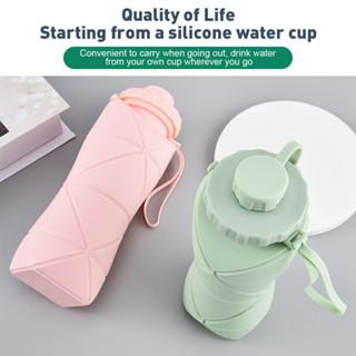 600ml Collapsible Water Bottles Collapsible Folding Silicone sports water bottle Leak Proof Reusable Water Bottle Outdoor