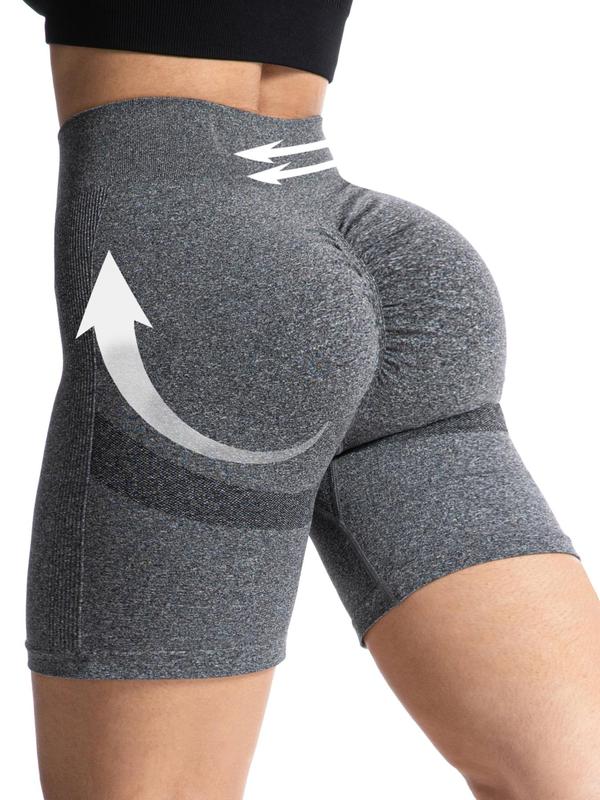  Solid Ruched Sports Shorts, High Stretch Yoga Shorts, Gym Shorts, Biker Shorts, Ladies Sportswear for Indoor Outdoor Wear for Fall