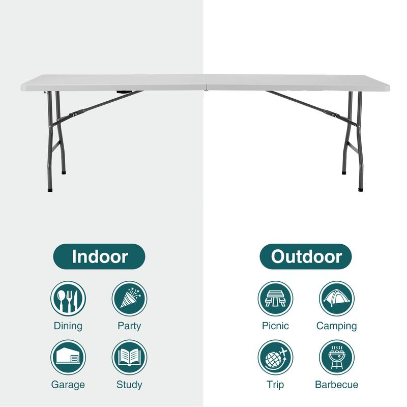 Sweet Furniture Folding Table Outdoor Indoor Heavy Duty Portable Table with Carrying Handle for Camping Picnic Party