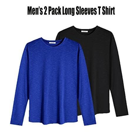 COOFANDY Men 2 Pack Muscle Fitted T Shirt Gym Workout Athletic Long Sleeves Tee Black Friday Clothes