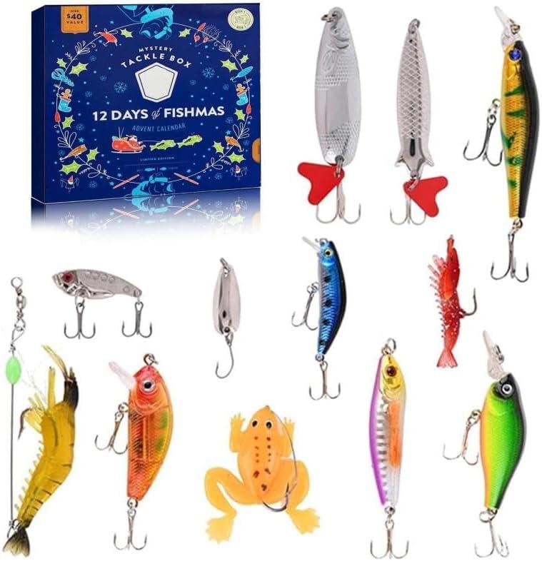 New Fishing Tackle Advent Calendar 2024 12 Days  24 Days, Mystery Tackle Box Bass Fishing Advent Calendar 2024 Advent Calendar Gift For Adult Men Teen Boys