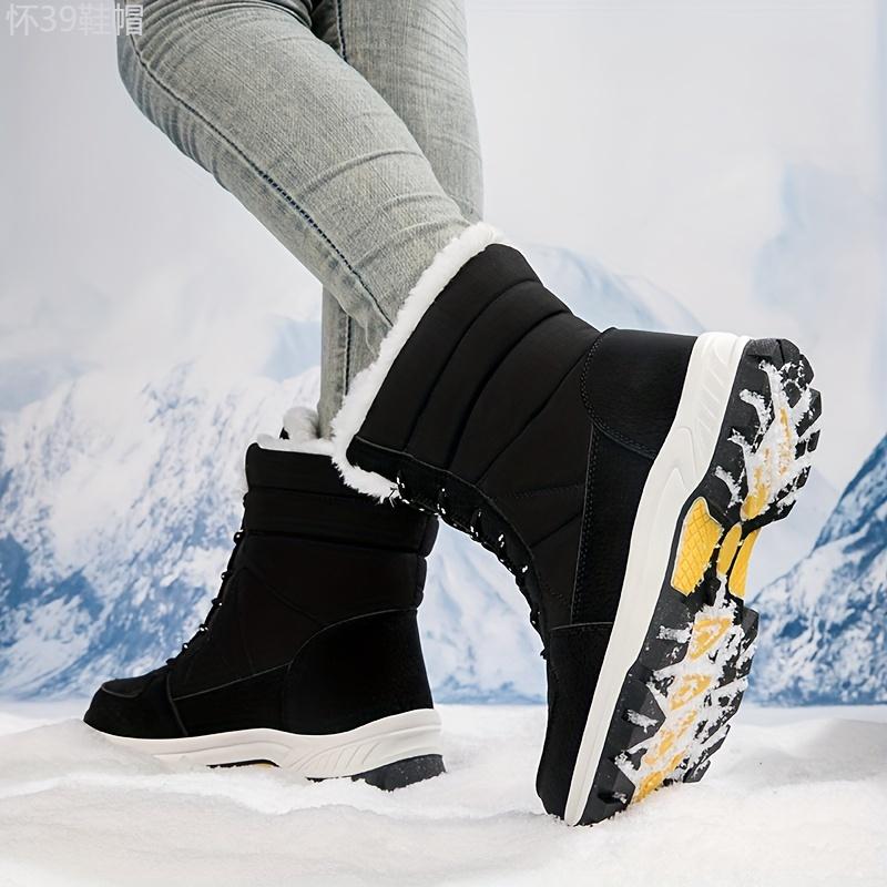 Men's Mid Calf Snow Boots, Winter Thermal Shoes, Windproof Hiking Boots With Fuzzy Lining