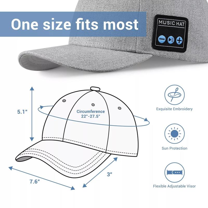 Hat with Bluetooth Speaker Adjustable Music Sports Hat Bluetooth Cap for Outdoor Sports Baseball Cap, The Birthday Gifts for Men Women Boys Girls