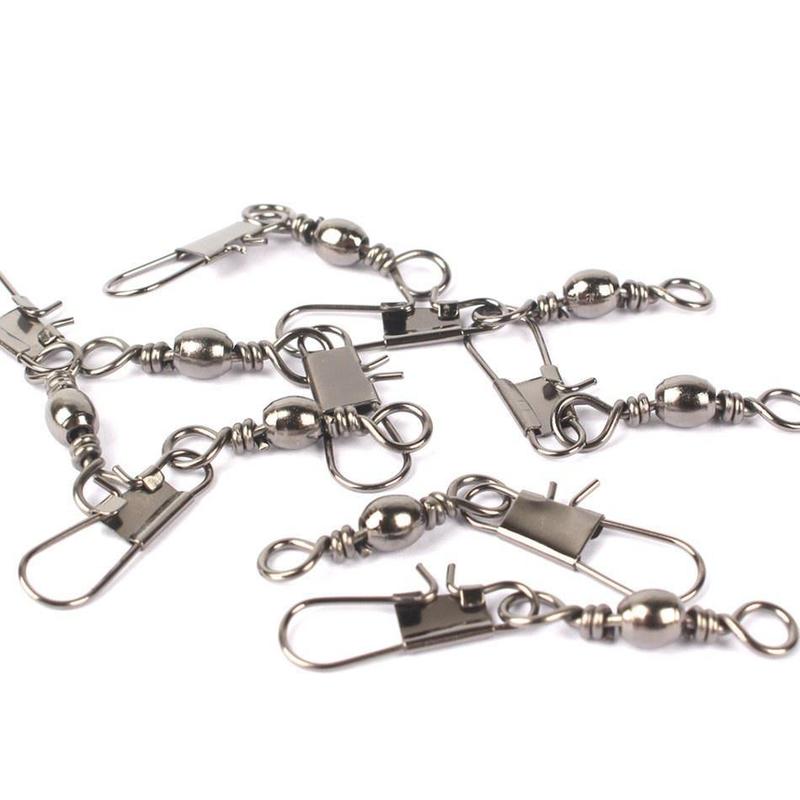 Fishing Swivel Snap, 100pcs box Stainless Steel Fishing Swivels With Safety Snap Hook & Storage Box, Professional Fishing Accessories, Solocamping, picnicaesthetic Summer Gift, Camping Gadgets 2024, Fishing Equipment