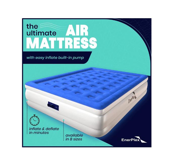 EnerPlex Air Mattress with Built-in Pump - Double Height Inflatable Mattress for Camping, Home & Travel