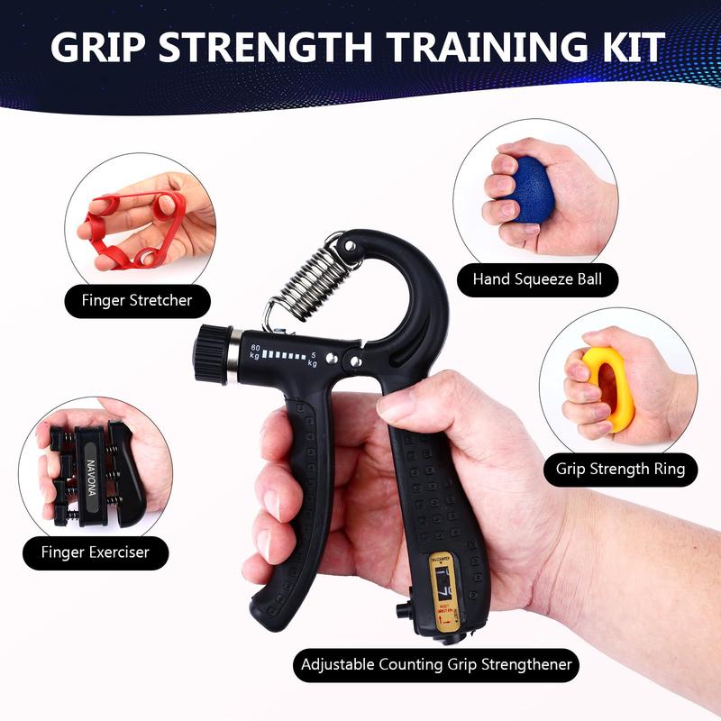 13 PCS Grip Strength Trainer Kit, Hand Gripper Strengthener, Forearm Strengthener, Finger Strengthener, Finger Exerciser, Stress Relief Ball, Forearm Workout Ring for Muscle Building and Injury Recover