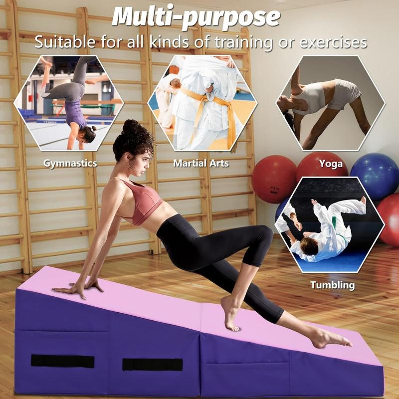 Gymnastics Mat Incline Mat Tumbling Mat Folding Gymnastic Tumbling Mat Indoor Outdoor Exercise Mat Home Gym Yoga Mat with Handle