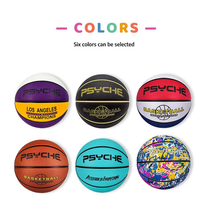 Psyche Rubber Basketball: Official Regulation Size 7 (29.5 inches) Rubber Basketball - Deep Channel Construction Streetball, Indoor Outdoor Basketball