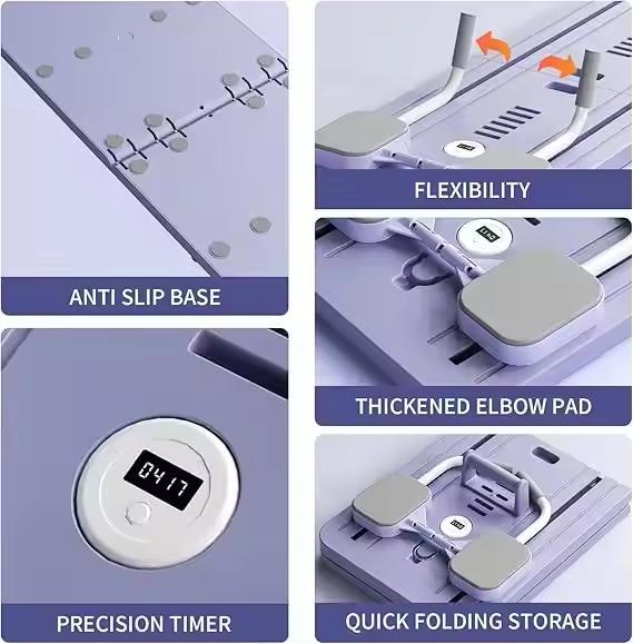 Multi-functional Ab Exercise Board,Foldable Home Pilates Reformer with Knee Mat,Timer and Resistance