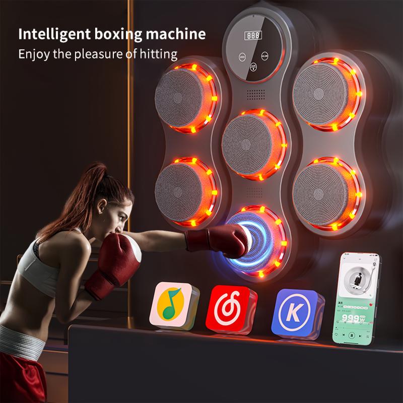 1PC Music Boxing Target, Smart Wall-mounted Exercise Wireless Boxing Target, Home, Indoor And Gym Boxing Game Consoles Are Complimentary Boxing Gloves USB Charger Mounted On The Bac