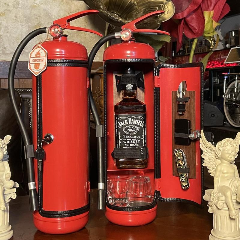 Fire Extinguisher Mini Bar,Novelty Camping Picnic Bar, Creative Fire Extinguisher Shape Wine Bottle Holder, Wine Storage System For Home Furnishings and Decoration