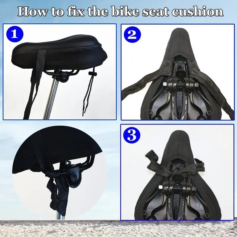 Soft Gel Bicycle Seat Cover, Breathable Bicycle Seat Cushion with Adjustable Drawstring, Bicycle Accessories for Outdoor & Indoor Fitness Bike