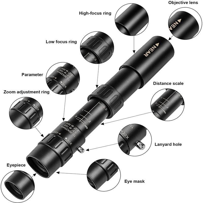 Portable 4K Single Lens Telescope, 10-300X40 Variable Zoom High Definition Portable Telescope, Telescope for Outdoor Camping Hunting Travel, Christmas Gift