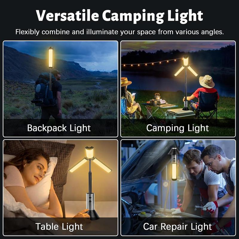 2 in 1 LED Work Light, 1 Count Portable Foldable Camping Light Flashlight, Multifunctional LED Light for Hiking, Camping, Fishing and Travel