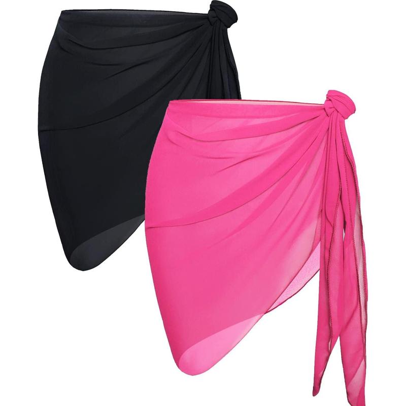 2 Pieces Women Beach Sarong Bathing Suit Wrap Skirt Sheer Bikini Swimsuit Cover Ups for Swimwear