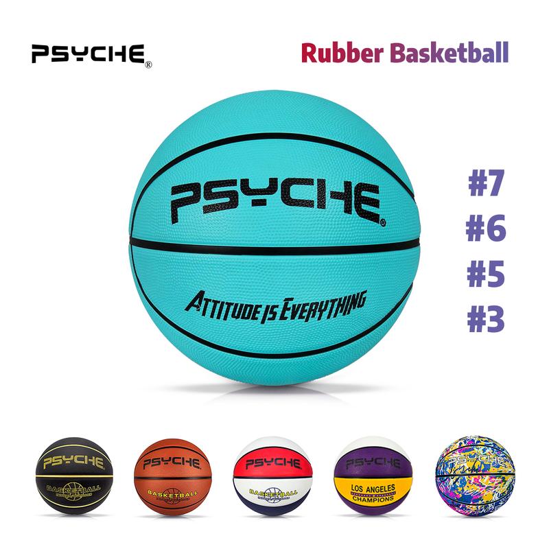 Psyche Rubber Basketball: Official Regulation Size 7 (29.5 inches) Rubber Basketball - Deep Channel Construction Streetball, Indoor Outdoor Basketball