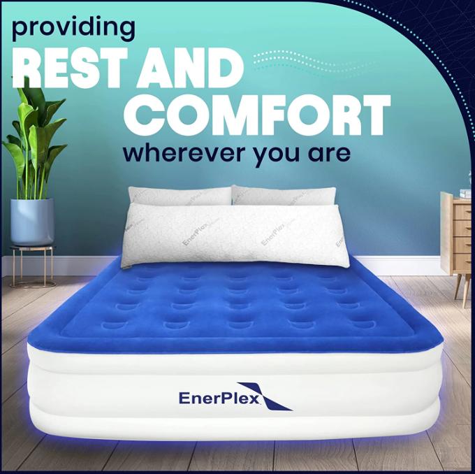 EnerPlex Air Mattress with Built-in Pump - Double Height Inflatable Mattress for Camping, Home & Travel