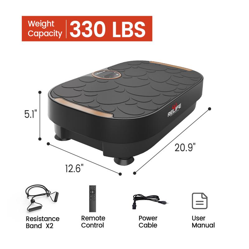 Relife Sports Vibration Plate with 120 Levels Vibration Platform with Resistance Bands Whole Body Vibrating Platform Training Equipment for Home Gym