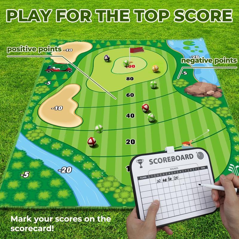 Golf Chipping Game Mat Set, Hitting Training Mat for Practice at Home or Outdoors, Ideal for Family and Kids, Stick Chip Golf Games for Backyard or Office, Size (70.1x47.2in)