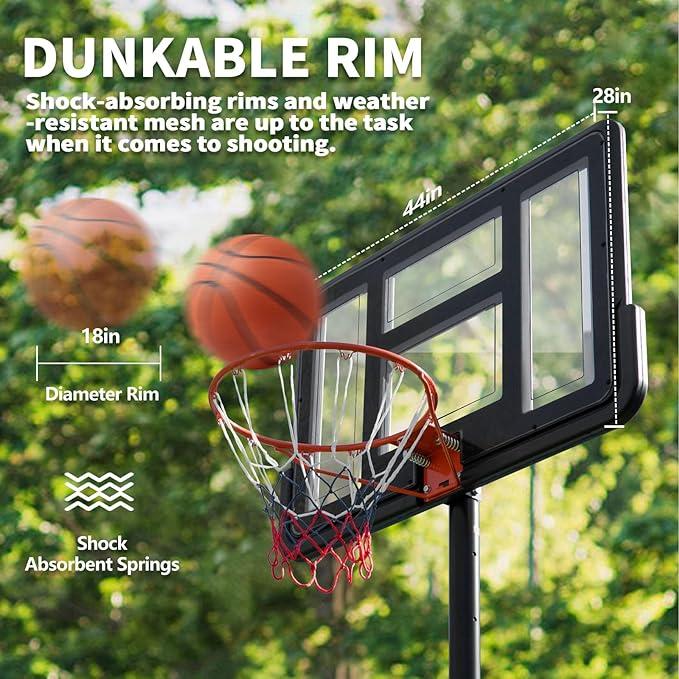 Adjustable Basketball Hoop, 4.2-10ft Height, 44