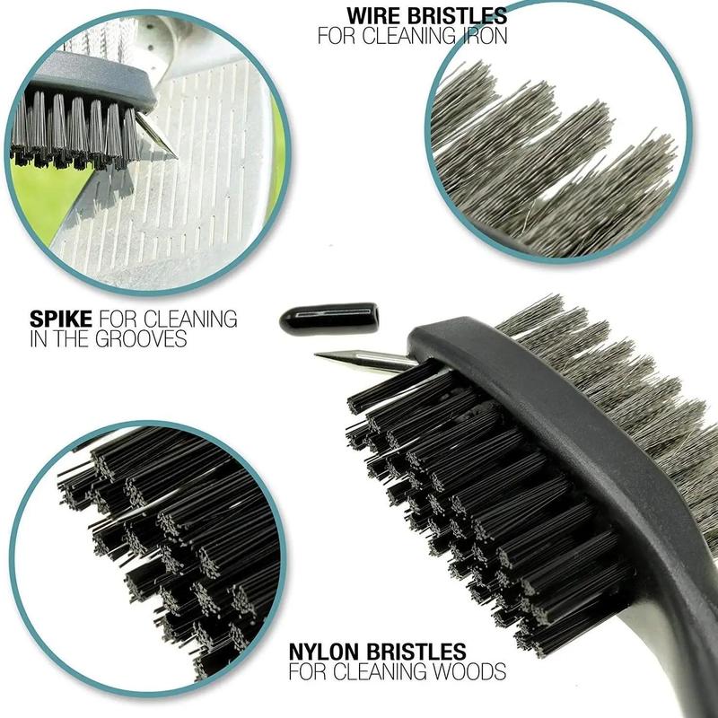 Golf Club Brush Groove Cleaner, Cleaning Brush with Retractable Zip-line and Carabiner, Cleaning Tools for Golf Clubs Spikes