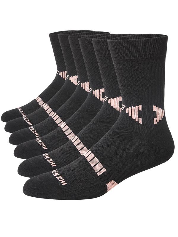 Women's Colorblock Athletic Crew Socks, Compression Socks for Cycling Running Tennis Hiking, Sports Socks for Women