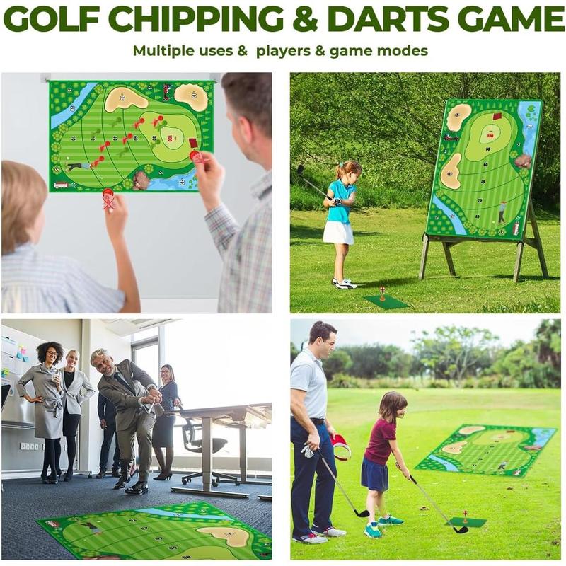 Golf Chipping Game Mat Set, Hitting Training Mat for Practice at Home or Outdoors, Ideal for Family and Kids, Stick Chip Golf Games for Backyard or Office, Size (70.1x47.2in)