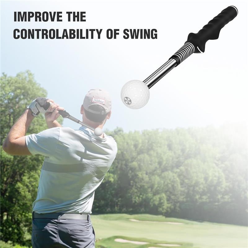 Retractable Golf Swing Training Aid, Golf Grip Trainer & Golf Swing Trainer for Warm-up, Right-Handed Golf Club for Indoor Practice, Golf Accessories - Strength & Tempo Training for Chipping Hitting, Telescopic Practice Stick for Golf Ball