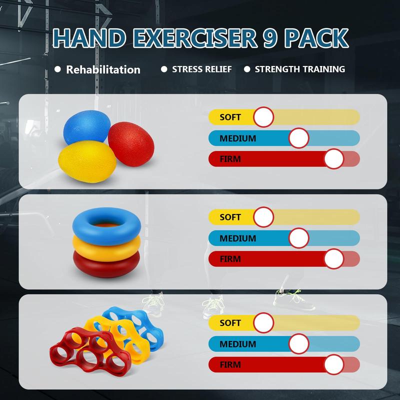 13 PCS Grip Strength Trainer Kit, Hand Gripper Strengthener, Forearm Strengthener, Finger Strengthener, Finger Exerciser, Stress Relief Ball, Forearm Workout Ring for Muscle Building and Injury Recover