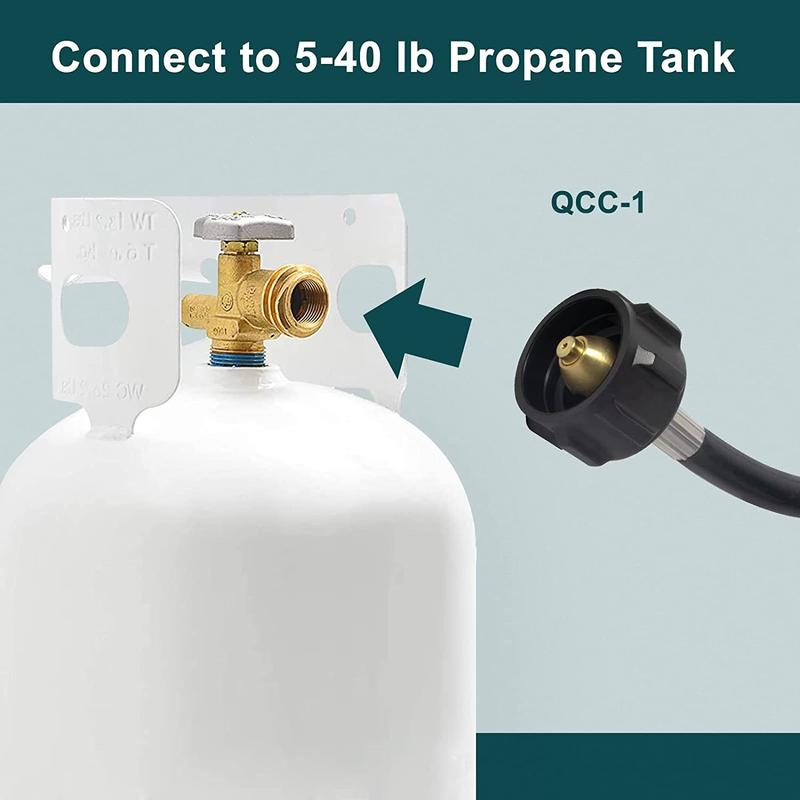 1-Pack Propane Tank Refill Adapter Kit - Easy 3ft Hose Connection with Safety Shutoff Valve - Perfect for RV Outdoor Camping Picnic, Cookware Barbecue Tool Accessories, Grill Stuff, Filling 1lb Bottles from 20lb Tank with Ease