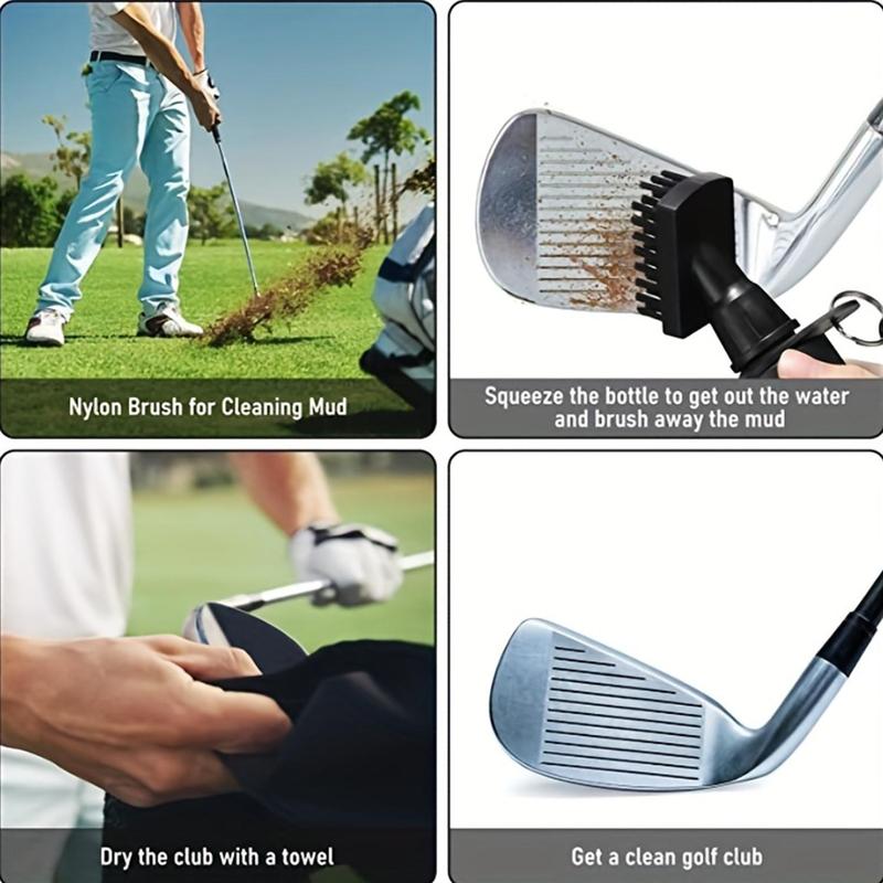 Multifunctional Golf Club Cleaning Brush with Water Spray Bottle, 1 Count Portable Golf Club Head Groove Cleaning Tool, Golf Cleaning Brush