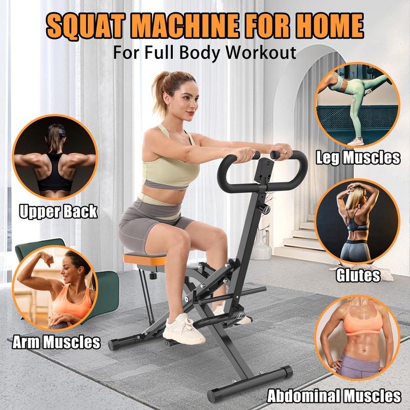 [Dufominc] Squat Machine for Home, Assist Trainer for Glutes Workout Foldable with Resistance Bands, Ab Back Leg Press Hip Thrust for Home Gym